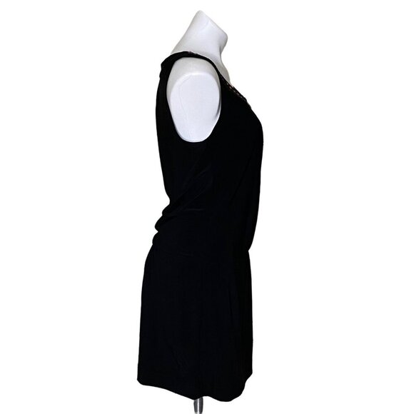 White House Black Market Black Beaded Mini Dress, Sleeveless Women's Size M - Picture 4 of 9